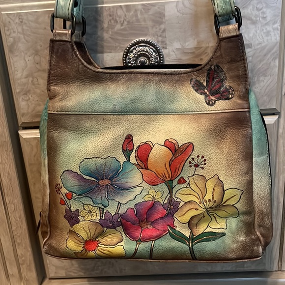 Anuschka leather painted floral purse - Picture 2 of 10